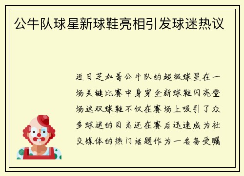 公牛队球星新球鞋亮相引发球迷热议